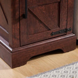 Farmhouse end table Nightstand Rectangular Farmhouse End Table with Barn Door and Adjustable Storage W2275P192794