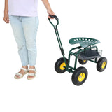 ZNTS Garden trolley Rolling work chair with wheels, garden stool for planting, 360 degree swivel seat, W227P207221