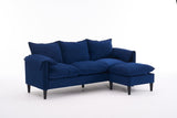 Convertible Combination Sofa Sofa L-Shaped Sofa with Footstools with Storage, Blue Sofa for Living W2012P252427