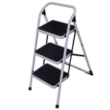 Home Use 3-Step Short Handrail Iron Ladder Black & White 46578400
