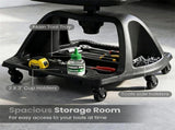 360&deg Swivel Rolling Mechanic Stool with Hollow Cutout Backrest, Under Seat Tool Tray 6 Universal 31051206