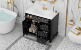 36" Bathroom Vanity with Sink, Black Vanity Cabinet with Flip-Out Drawer, 3 Drawers, 2 Soft-Close N725P283623B