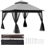 ZNTS Outdoor 11x 11Ft Pop Up Gazebo Canopy With Removable Zipper Netting,2-Tier Soft Top Event W419P168166