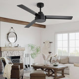 52" Ceiling Fan Without Light, 3 ABS Blades Farmhouse Ceiling Fan with Remote Control 6-speed W934P208509