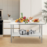 Stainless Steel Table 30 x 60 Inches Metal Prep Table with Adjustable Undershelf, Stainless Table W1192P293648