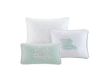Oversized Cotton Jacquard Comforter Set Aqua Queen B03595756
