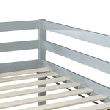 ZNTS Solid Wooden, Rubber Wooden Twin Loft Bed with Ladder, Bed Platform of Strengthened Slats , Grey W504P190928