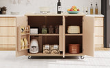 K&K 51.2"W Ash Veneer Solid Wood Handwoven Island with Drop Leaf, Coastal N707P207916Y