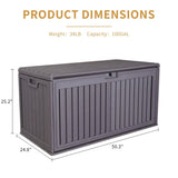 100 Gallon Resin Outdoor Deck Box Waterproof, Plastic Patio Box with Side Handles, Lockable W2556P211295