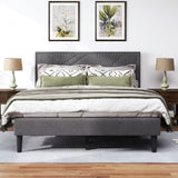 Queen Size Bed Frame with Storage Headboard, Platform Bed No Noise, Mattress Foundation Strong W2896P208861