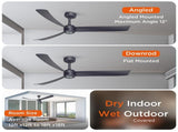 52 Inch Ceiling Fans with Lights Led Remote Control Low Profile Flush Mount for Living Room Bedroom 64464828