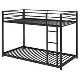 ZNTS Twin over Twin Metal Bunk Bed, Low Bunk Bed with Ladder, Black 39848515