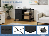 Rolling File Cabinet with Adjustable Shelf 3 Fabric Drawers Lockable Wheels, Black 66072563