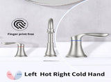 2-Handle 8 inch Widespread Bathroom Sink Faucet Brushed Nickel Lavatory Faucet 3 Hole 360&deg Swivel 89343189