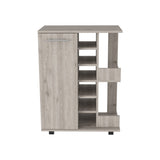 Bar Cart, Two External Shelves, Four Casters, Six Built-in Wine Rack, Single Door Cabinet -Light B07091826