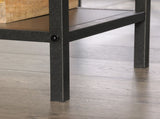 Industrial L-Shaped Desk with 2 Drawers and Shelves, Brown finish B356P402608