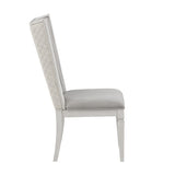 ZNTS ACME Katia Side Chair , Light Gray Linen & Weathered White Finish DN02274