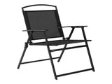 3-Piece Outdoor Bistro Set, Folding Chairs & Glass Table, Black 01009703