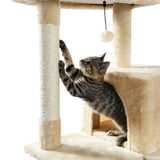 ZNTS Luxury Cat Tree Cat Tower with Sisal Scratching Post, Cozy Condo, Top Perch, Hammock and Dangling 35162292