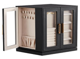 360&deg Rotating Jewelry Box with 5 Drawers - Black Cabinet & Pink Velvet Interior 91896017