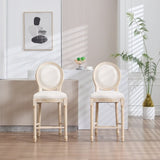 French Country 26'' Height Bar Chairs Set of 2, Upholstered Chairs with Round Back, Wire drawing and W3426P324574