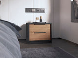 Black Wengue and Pine 2-Drawer Nightstand B06280501