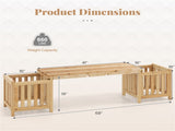 2-in-1 Wooden Garden Bench with 2 Planter Boxes, Fir Wood Outdoor Patio Seat for Yard & Lawn 76951192