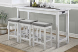 4pc Counter Height Dining Set White Finish Counter Height Table w Drawer Built-in USB Ports Power B011P151857