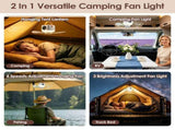 2-in-1 Camping Fan with LED Lantern Remote Control, 4 Wind Speeds 3 Light Brightness Timer Function 24666456