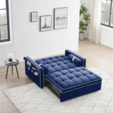 ZNTS Sleeper Couch w/Pull Out Bed, 55" Modern Velvet Convertible Sleeper Bed, Small Love seat W1825P146588