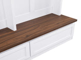 Farmhouse 4-in-1 Hall Tree with Wood Grain Bench, Mudroom Versatile Coat Rack with 2 Large Drawer, 95351999