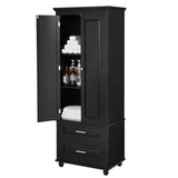 ZNTS Tall Storage Cabinet with Two Drawers for Bathroom/Office, Black WF299284AAB