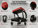 Heavy Duty CFrame Rolling Mechanic Stool, Garage Shop Seat with Divided Tool Storage Tray, Padded 18083838