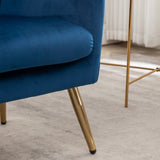 Sovarol Velvet Button-Tufted Wing Back Accent Chair, Blue T2574P164251