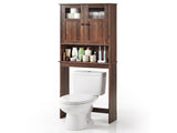 2-Door 3-Shelf MDF Toilet Cabinet with Melamine Finish Bathroom Vanity 23.23*8.66*66.93in Walnut 92221472