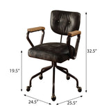 Vintage Black Swivel Office Chair with Nailhead Trim B062P182753