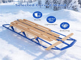 Classic Winter Sled - Sit/Lie Dual-Use, Pre-Drilled Steering Bar, Outdoor Snow Fun-Blue 98306168
