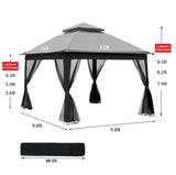 ZNTS Outdoor 11x 11Ft Pop Up Gazebo Canopy With Removable Zipper Netting,2-Tier Soft Top Event 28407107