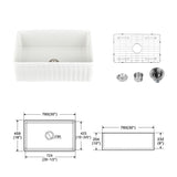 ZNTS Fireclay 30" L X 18" W Farmhouse Kitchen Sink with Grid and Strainer JY8255WH