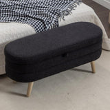 036-Boucle Fabric Storage Bench Bedroom Bench With Wood Legs For Living Room Bedroom Indoor,Black W527121994