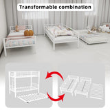Heavy-duty Sturdy Meta Twin over Twin Bunk Bed/l/ Noise Reduced/ Safety Guardrail/No Box Spring W1935P300342