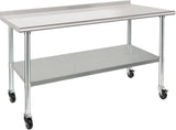 Stainless Steel Table 30 x 60 Inches Metal Prep Table with Wheels Casters Adjustable Undershelf W1192P293662