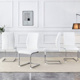 Luxury Simple Arch Chair - Set of 4 White PU Material High Resilience Dining Chair with Arched Metal W1151P154858