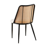 Off White Rattan Dining Chairs Set of 4,Boucle Chairs with Natural Cane Back, Upholstered Dining W1164P218673