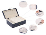 2 Layer Jewelry Box PU Leather Jewelry Organizer Case with Drawer Blue 54623240