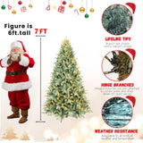 Artificial 7ft Blue green Tint Christmas Tree with 1845 PE/PVC Mixed Branch Tips, 500L warm white 67615630