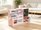 Pink Pretend Play Kitchen Kids Kitchen Playset with Play Phone, Chalkboard, Towel Rack & Ice Maker 45799725
