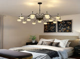 15 Lights Black Vintage Crystal Chandelier Farmhouse Round Hanging Light Fixture for Dining Room 47680282
