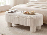 Beige 42 Inch Corduroy Storage Bench, Plush Foam Cushion & Hidden Compartment, 400LBS Seat Weight 29854997