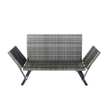 1 PCS Patio Wicker Side Foldable Bench Patio Backyard Conversation Bench Grey Wicker Dark Grey W329P285874